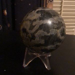 Stone sphere in black and grey